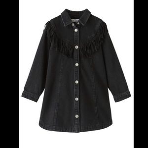 Black denim fringe jacket